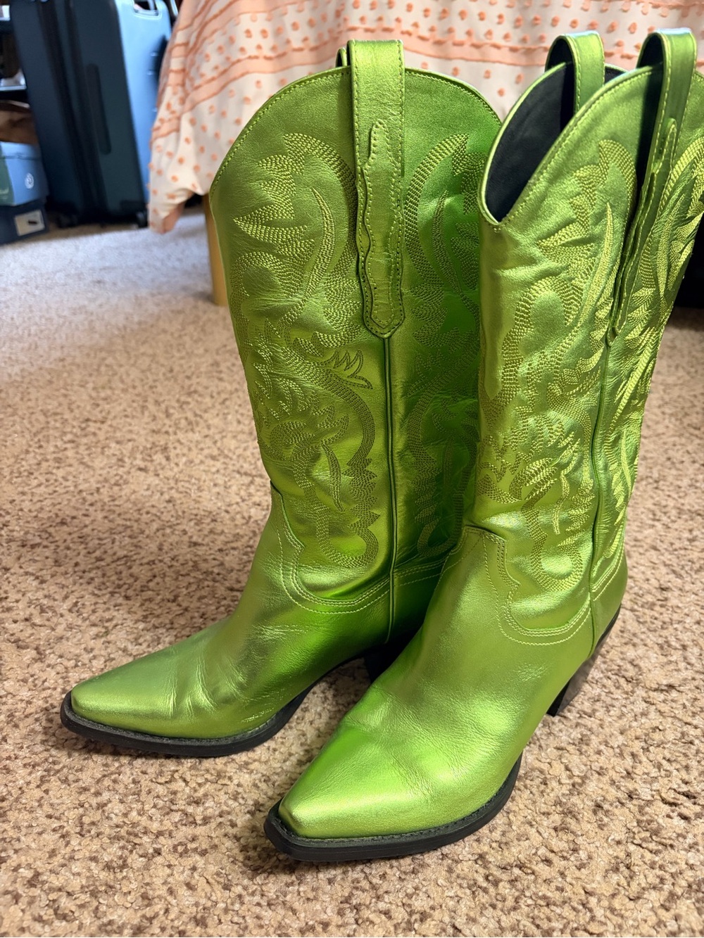 Jeffrey Campbell Metallic Green Cowboy Boots
